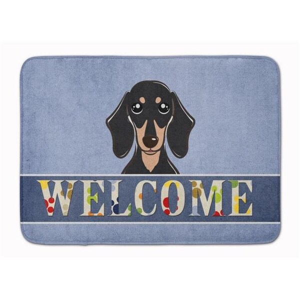 Carolines Treasures Carolines Treasures BB1401RUG Smooth Black & Tan Dachshund Welcome Machine Washable Memory Foam Mat BB1401RUG - main